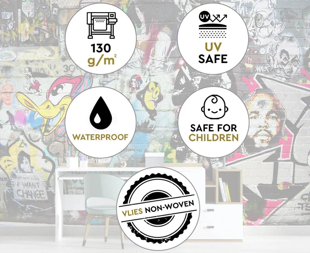 Gario Fotótapéta Graffiti - színes utcai stílus Anyag: Vlies, Méret: 250 x 175 cm