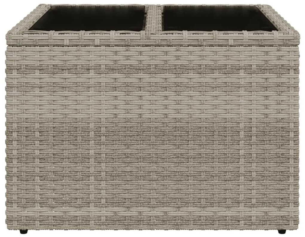 világosszürke polyrattan üveglapos kerti asztal 55x55x37 cm