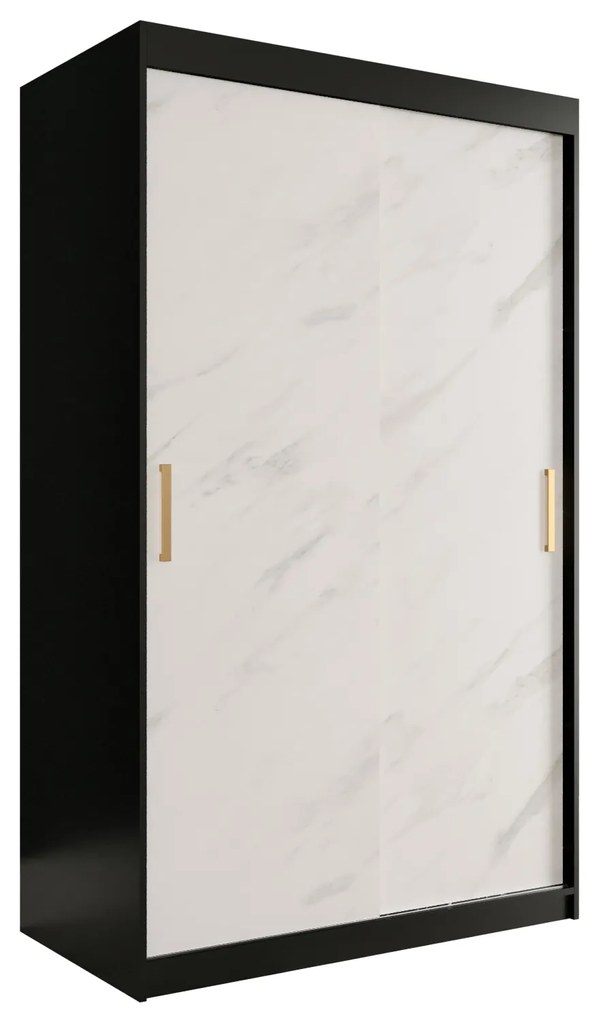 Ruhásszekrény 120 cm Marbelo T (matt fekete + fehér márvány). 1064538