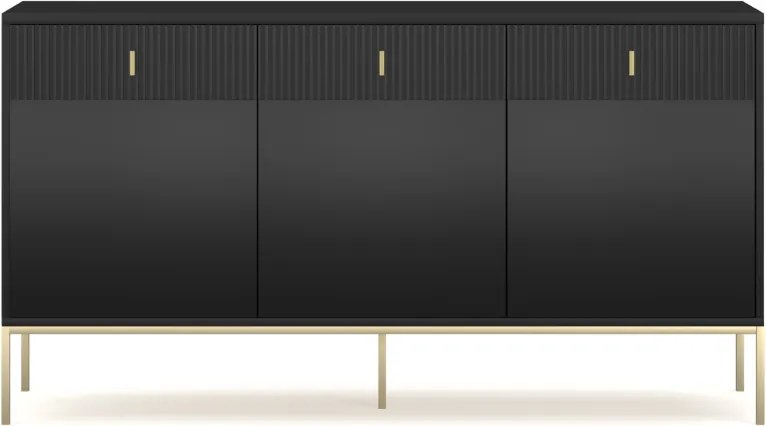 Komód 3 ajtóval és 3 fiókkal fekete színben arany fogantyúkkal – MAGGIORE MA03