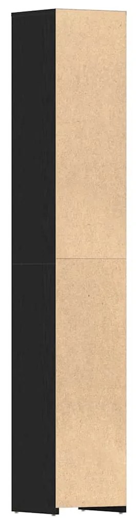 fekete tölgy színű szerelt fa fürdőszobaszekrény 30x30x183,5 cm