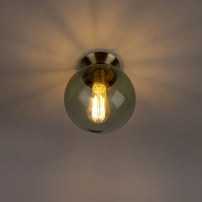 Art Deco mennyezeti lámpa sárgarézzel és zöld üveggel - Pallon