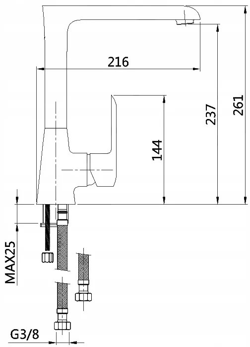Invena Siros, szabadon álló mosogató csaptelep, fekete matt, BZ-90-L04-A