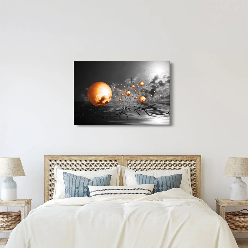 Narancssárga absztrakt gömbök képe (90x60 cm)