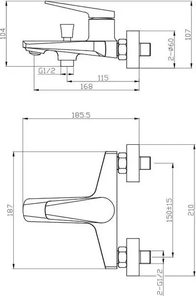 Caldo Freddo kádtöltő csaptelep - GUNMETAL - fegyverszürke