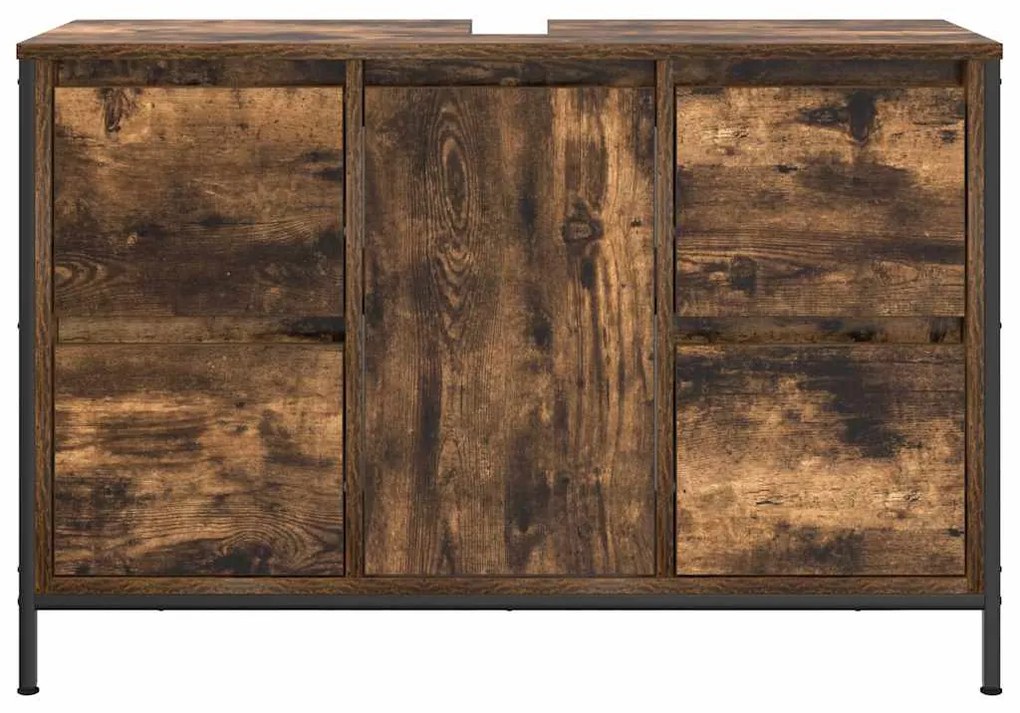 füstös tölgy mosdószekrény fiókokkal 90x34,5x60 cm