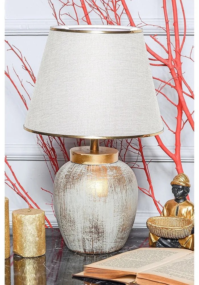 Krémszínű-aranyszínű asztali lámpa (magasság 47 cm) – Opviq lights