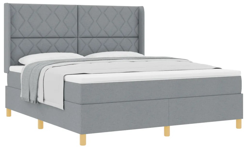Boxspring Ágy Matrac Képességek Világosszürke 180x200 cm Szövet