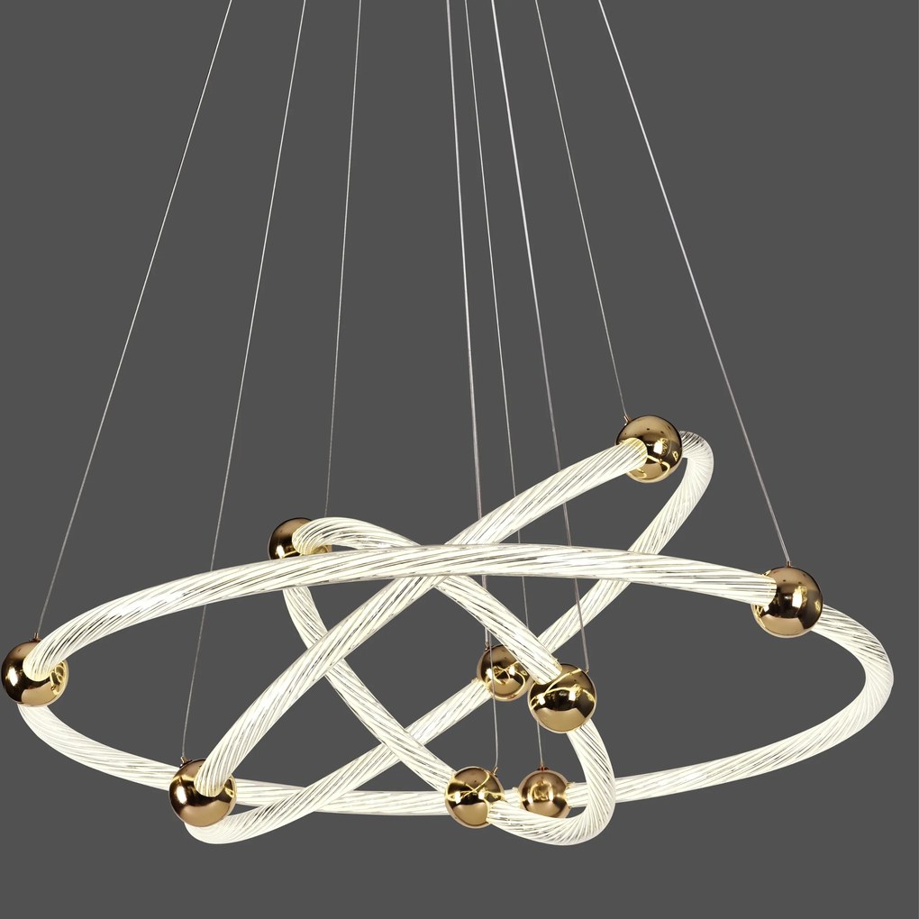 Led Mennyezeti Lámpa függesztett Csíllár távirányítóval, Gyűrűk 20+40+60cm fehér nappaliba