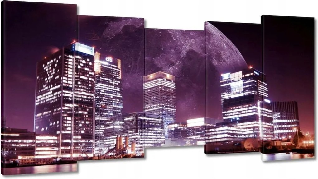 Vászonkép 150x80 Lila város éjszaka