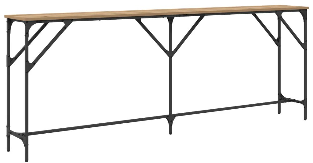 Konzolasztal Tömör tölgy 200x29x75 cm Műszaki fa