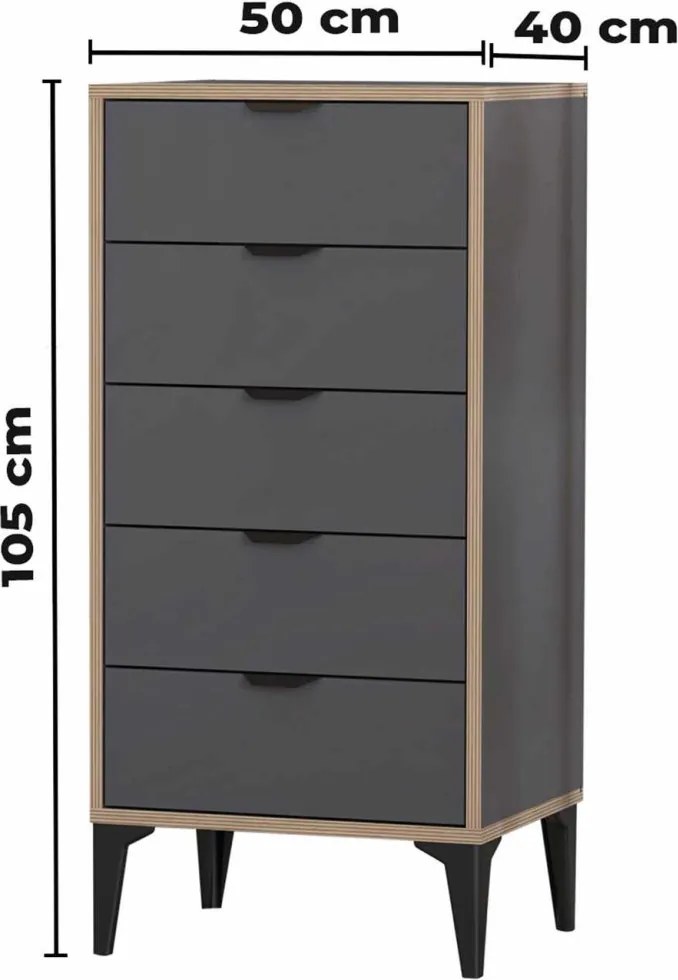 Arden komód, antracit, 50 cm