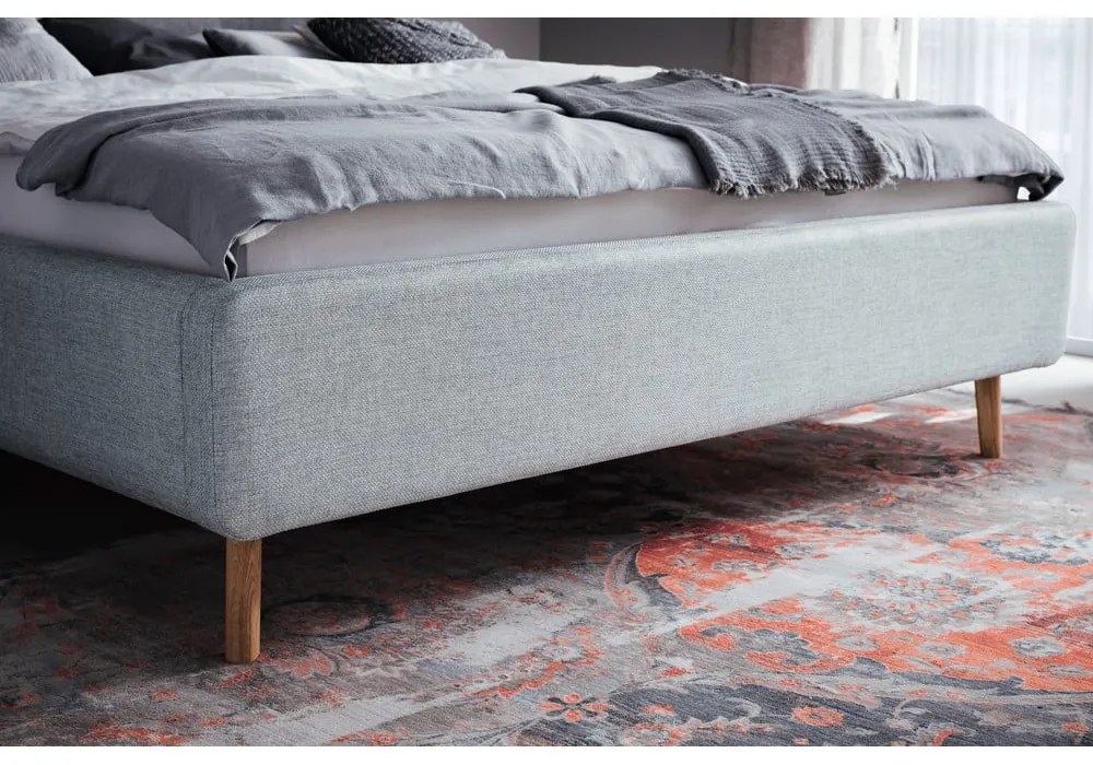 Kék kárpitozott franciaágy tárolóhellyel és ágyráccsal 180x200 cm Lotte - Meise Möbel