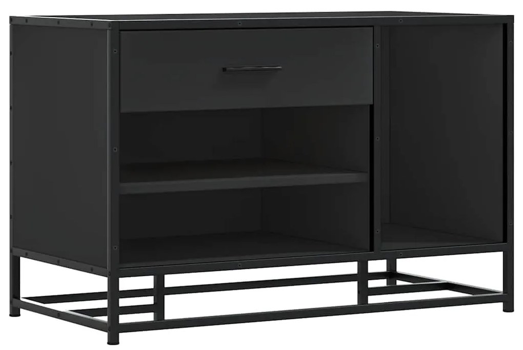 Cipőpad Fekete 80x40x53,5 cm Fából és fémből készült pad