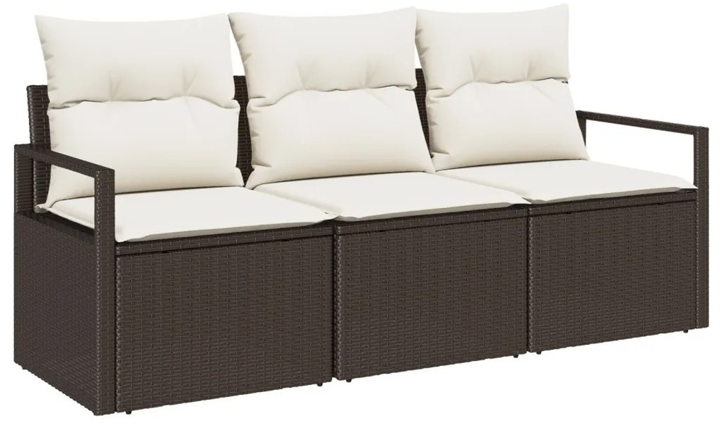 3 darabos kerti kanapé szett párnákkal Barna Poli Rattan, 2 személyes kerti kanapé párnákkal Barna Poli Rattan