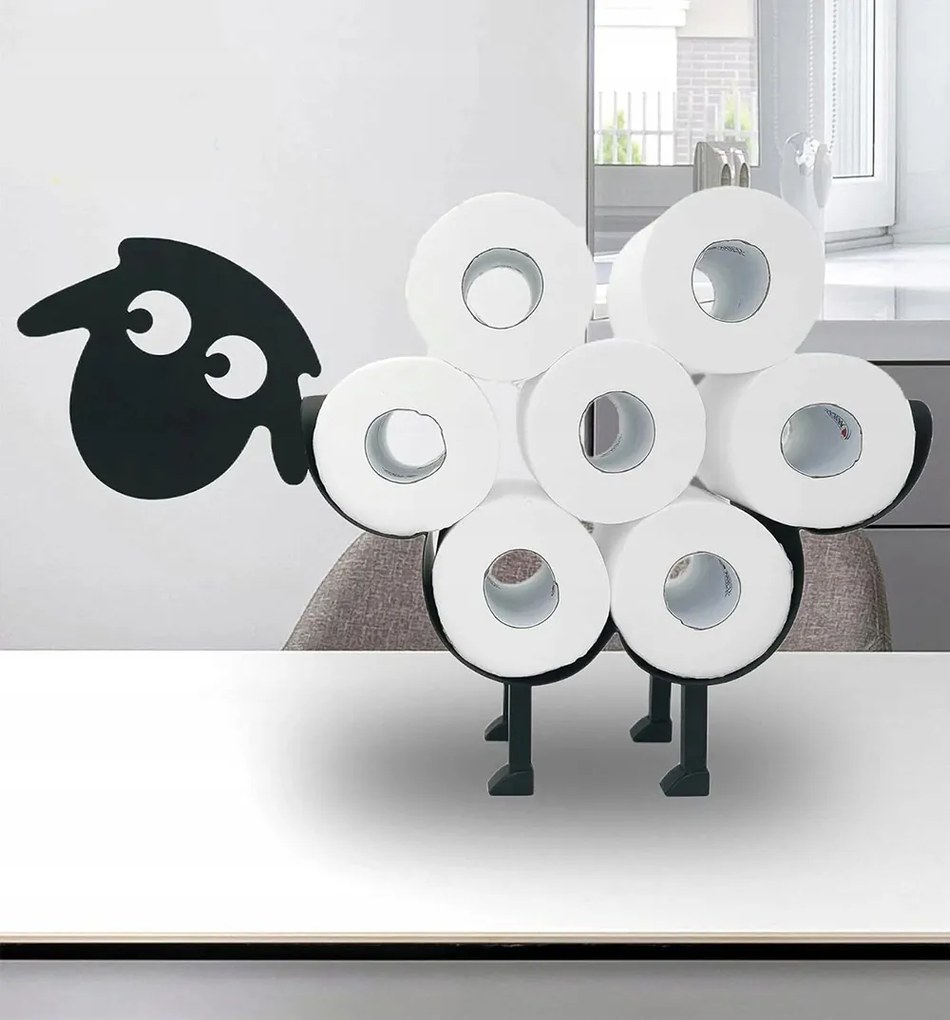 Wc-papír Tartó Állvány Bárány Kos Fekete Fém Több Tekercs
