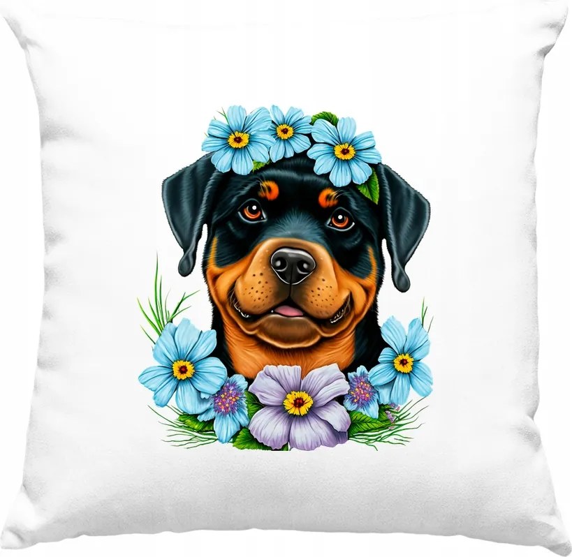 Kutya párna Kutya Virágok Művészet 14 Fehér