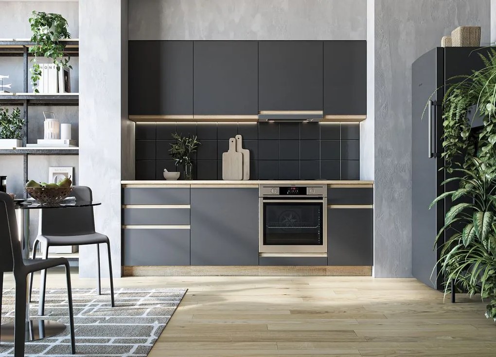 Elemes konyhaszekrény, 220 cm, antracit matt - MANHATTAN