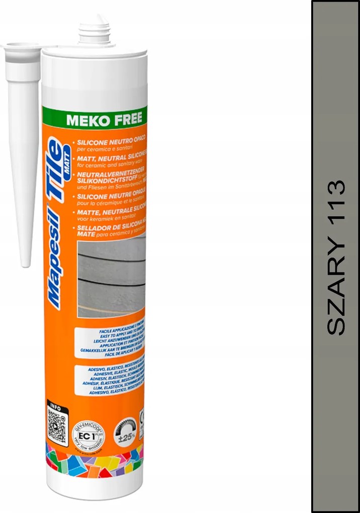 Semleges matt szilikon Mapei Mapesil Tile Matt 300ml szín 113 szürke