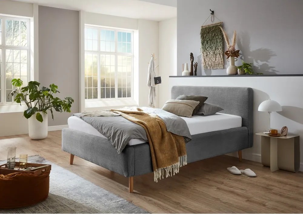 Szürke kárpitozott egyszemélyes ágy ágyrács nélkül 120x200 cm Mattis – Meise Möbel