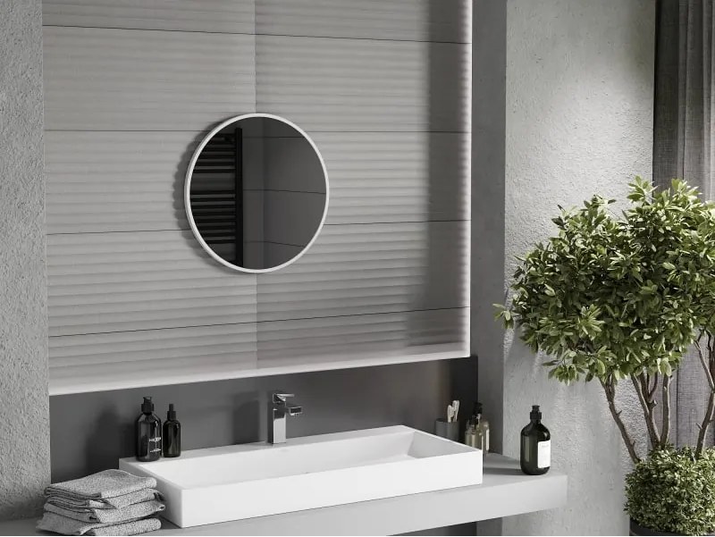 Mexen Loft 50 cm-es kerek fürdőszobai tükör, fehér keret - 9850-050-050-000-20