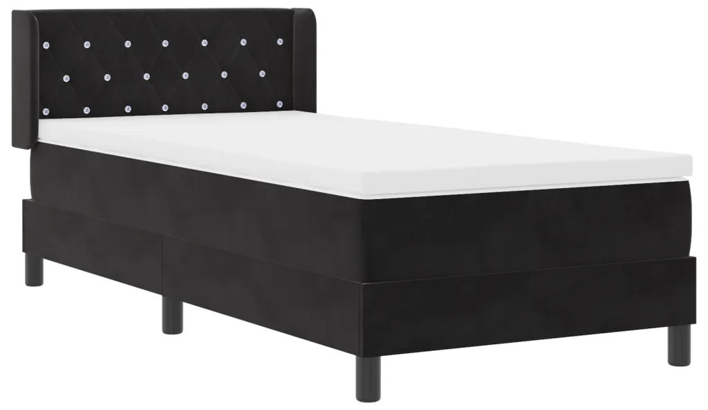 Box Spring Ágy Matraccal Fekete 90x200 cm Bársony