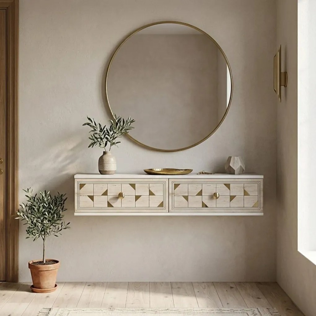 Moka 120 - White, Travertine, Gold