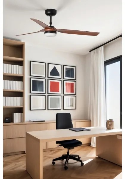 FARO 33817WT-21 - LED Dimmelhető ventilátor PUNT M LED/18W/230V barna/fekete átm. 132 cm WT + távirányító