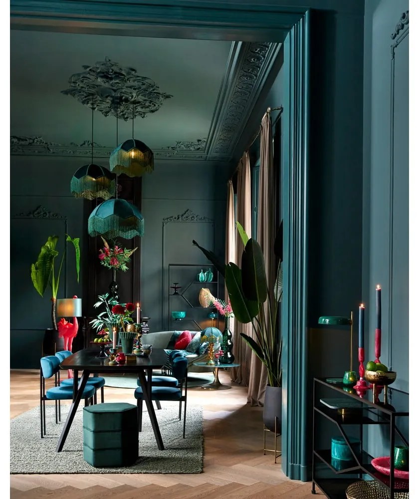 Petróleum színű függőlámpa textil búrával ø 60 cm Malacia – Light &amp; Living