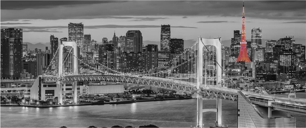 Kép - Nagyváros piros toronnyal (120x50 cm)