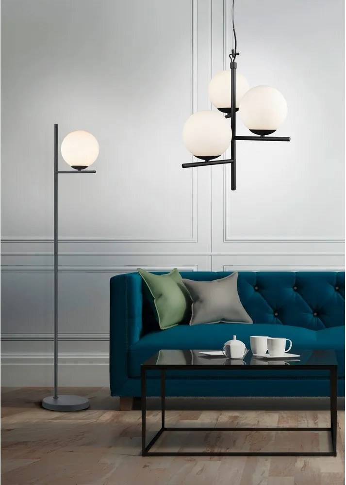 Matt fekete függőlámpa üveg búrával ø 40 cm Pure – Trio