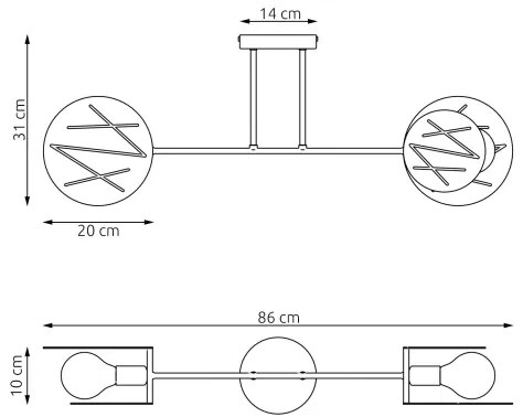 Csillár rúdon  FRICK 2xE27/15W/230V fekete
