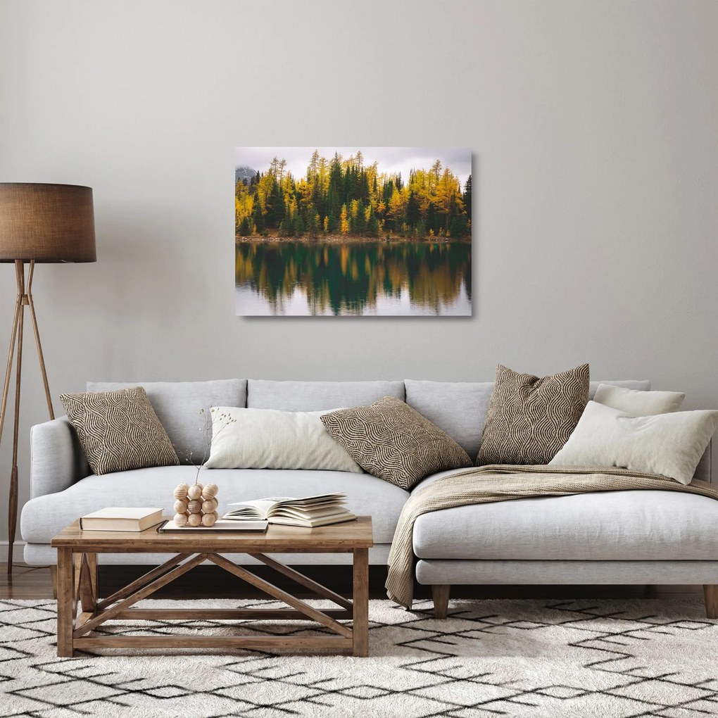 Erdei tó képe (üvegen) (70x50 cm)