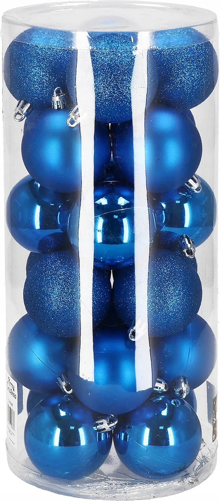 Karácsonyfa Bombák 6cm Törhetetlen Bomba 24db MIX Kék Karácsonyfa