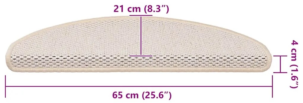 15 db szizál hatású berber öntapadó lépcsőszőnyeg 65x21x4 cm