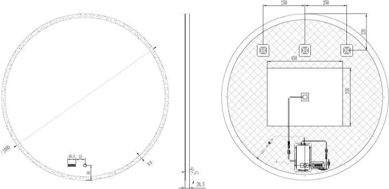 AREZZO design LED okos tükör 100 cm-es kerek kijelzővel+állítható fényerő,páramentesítő funkció,óra,hőmérő