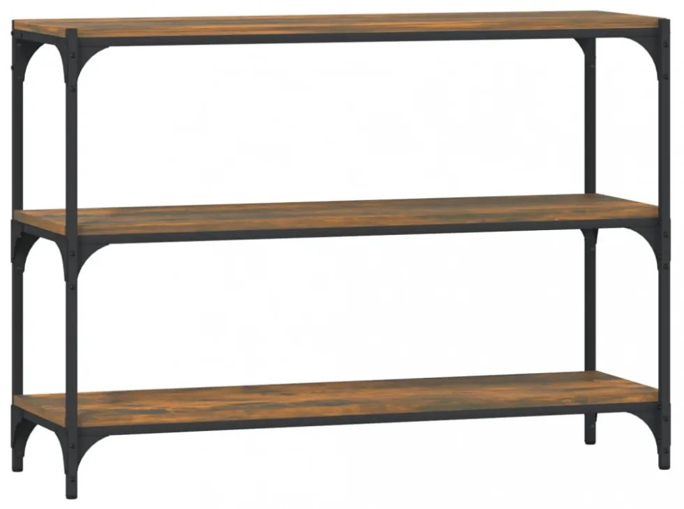 füstös tölgy színű fa és acél könyvszekrény 100 x 33 x 70,5 cm
