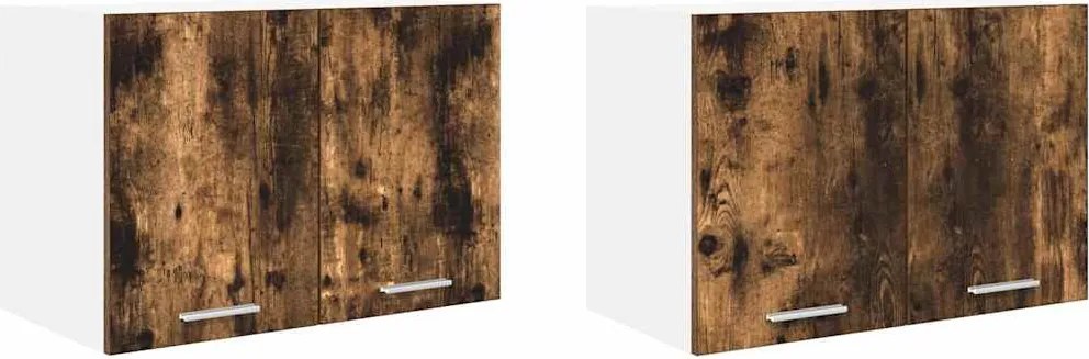 vidaXL Függő szekrény 2 pcs Füstölt tölgy és fehér 60 x 31 x 40 cm