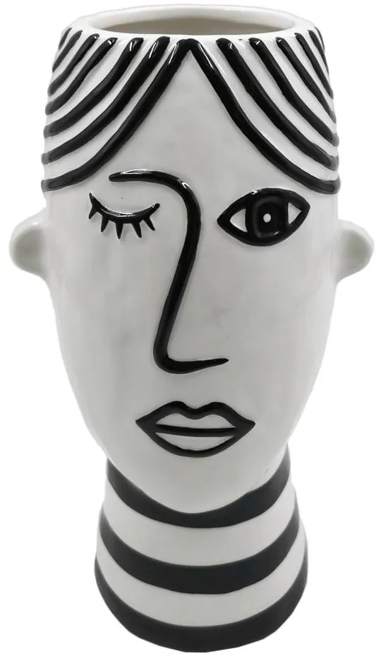 Face fekete-fehér porcelán váza - Mauro Ferretti