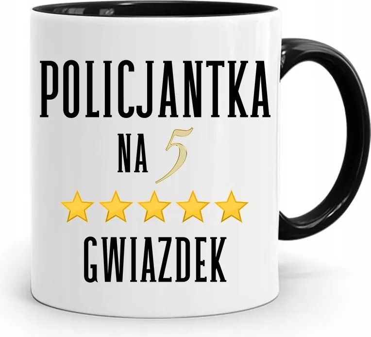 Fekete Bögre Rendőrnőnek Ötcsillagos, fényképes nyomattal