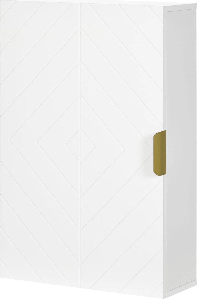 kleankin Modern Fali Fürdőszobai Szekrény Felfüggesztett Fürdőszobai Bútor 1 Acél Fogantyúval és Állítható Polcokkal 15.7x5.9x23.6 inch Fehér | Aosom