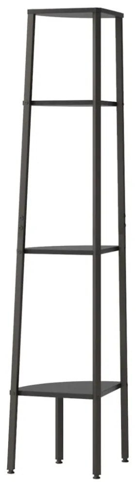 4 szintes fekete sarokpolc 45,5 x 31,5 x 150 cm
