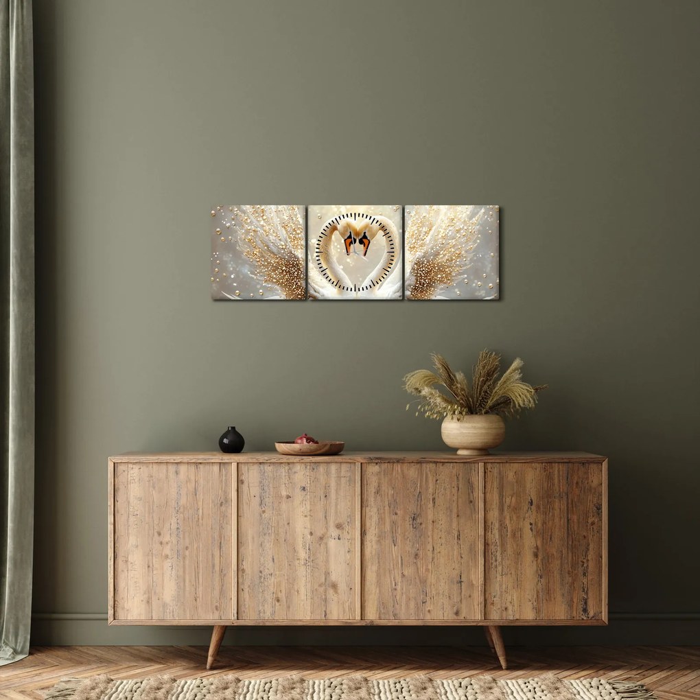 Kép - Arany hattyúk (órával) (90x30 cm)