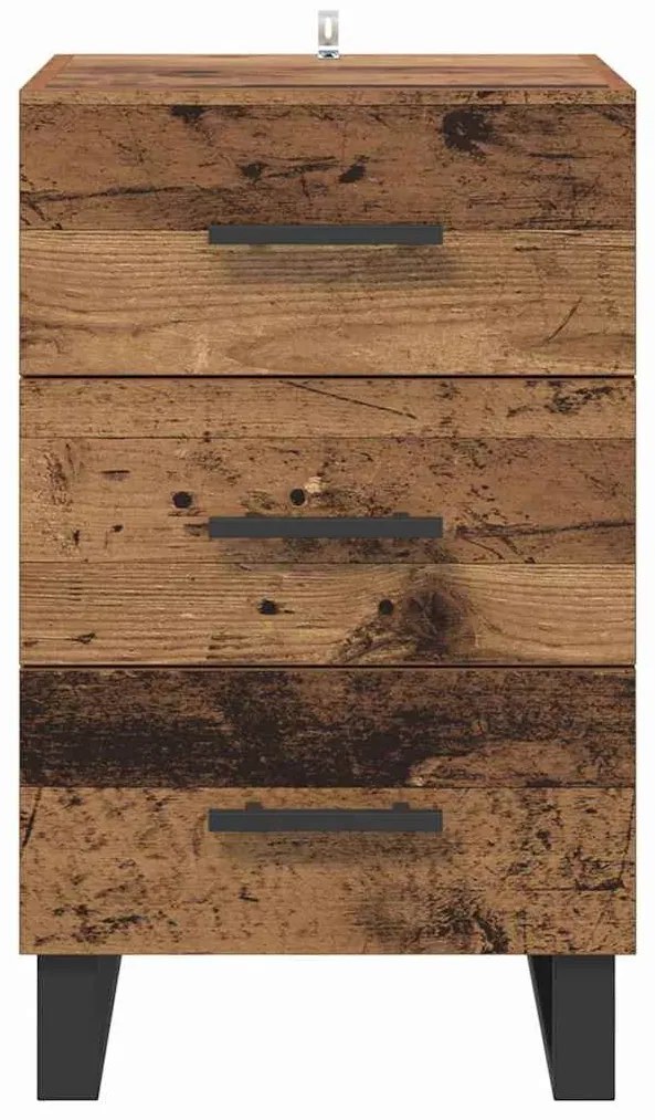 vidaXL Éjjeliszekrény fiókkal Öreg fa 40 x 40 x 66 cm Faanyag