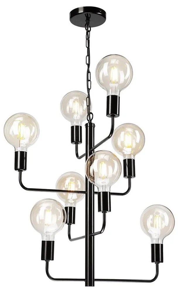 Csillár láncon ORLANDO 8xE27/60W/230V fekete