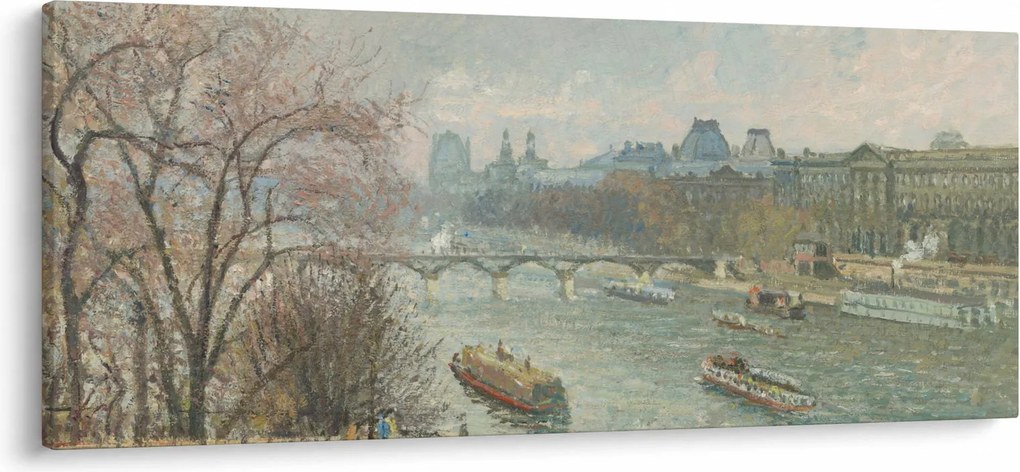 Kép - Camille Pissarro, The Louvre, Afternoon, Rainy Weather, reprodukciók (120x50 cm)
