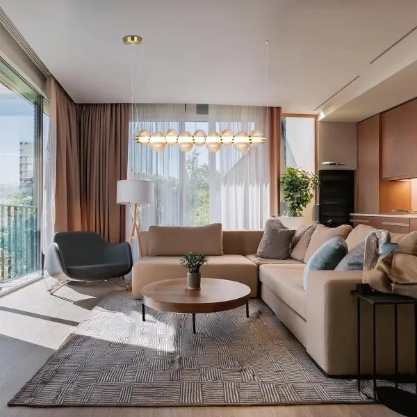 BOLLA LED/32W/230V kábeles csillár arany/füstös bézs