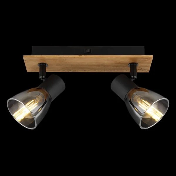 Globo 54307-2W - Fali spotlámpa CLAUDE 2xE14/40W/230V fekete/fa