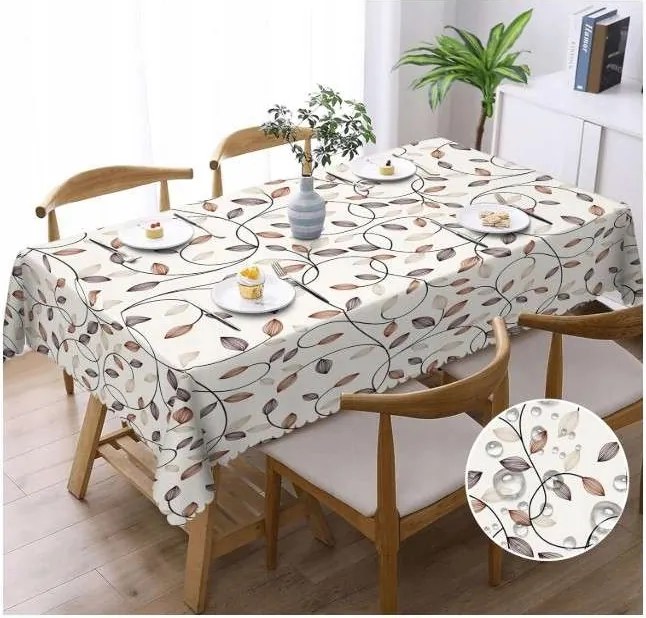 Abrosz vízálló asztalra téglalap alakú levelekkel 140x180cm