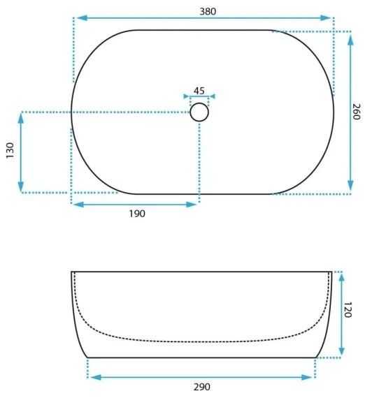 REA-U3322 - AMELIA MINI ráültethető mosdó 26x38 cm, kerámia, fényes fehér
